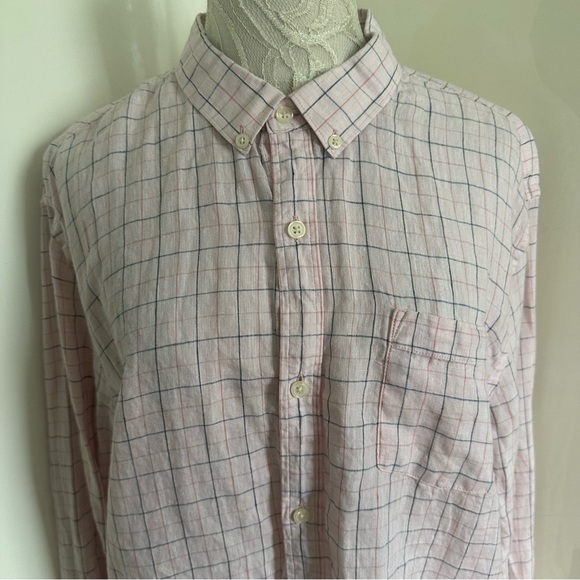 NWOT LE31 by Simons Semi Fit Checker Linen Shirt sz XL - Picture 5 of 10